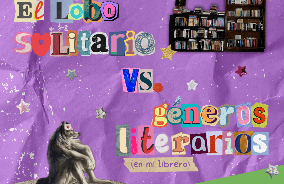 Los géneros literarios en mi librero vs. el meme del lobo.